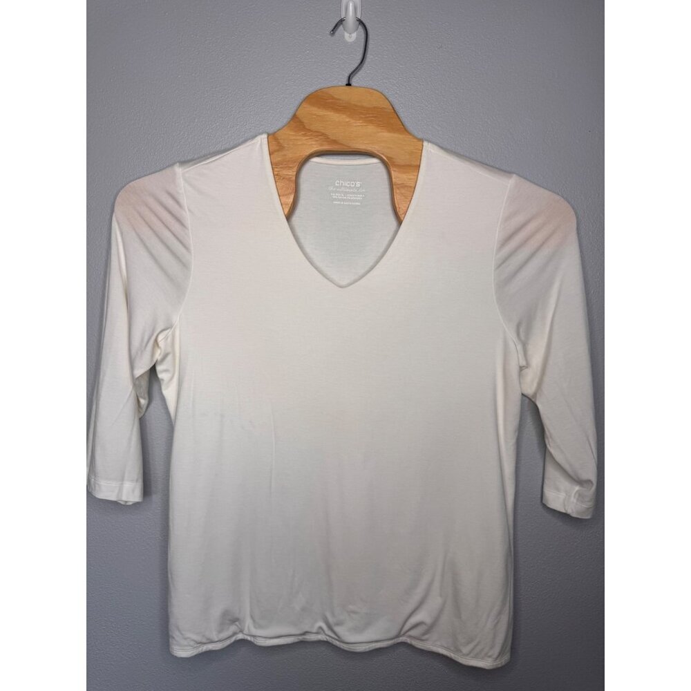 NWOT Chicos Set Pullover Stretchy Top & Cropped Linen Bottom SZ 3P/XL - Picture 3 of 13